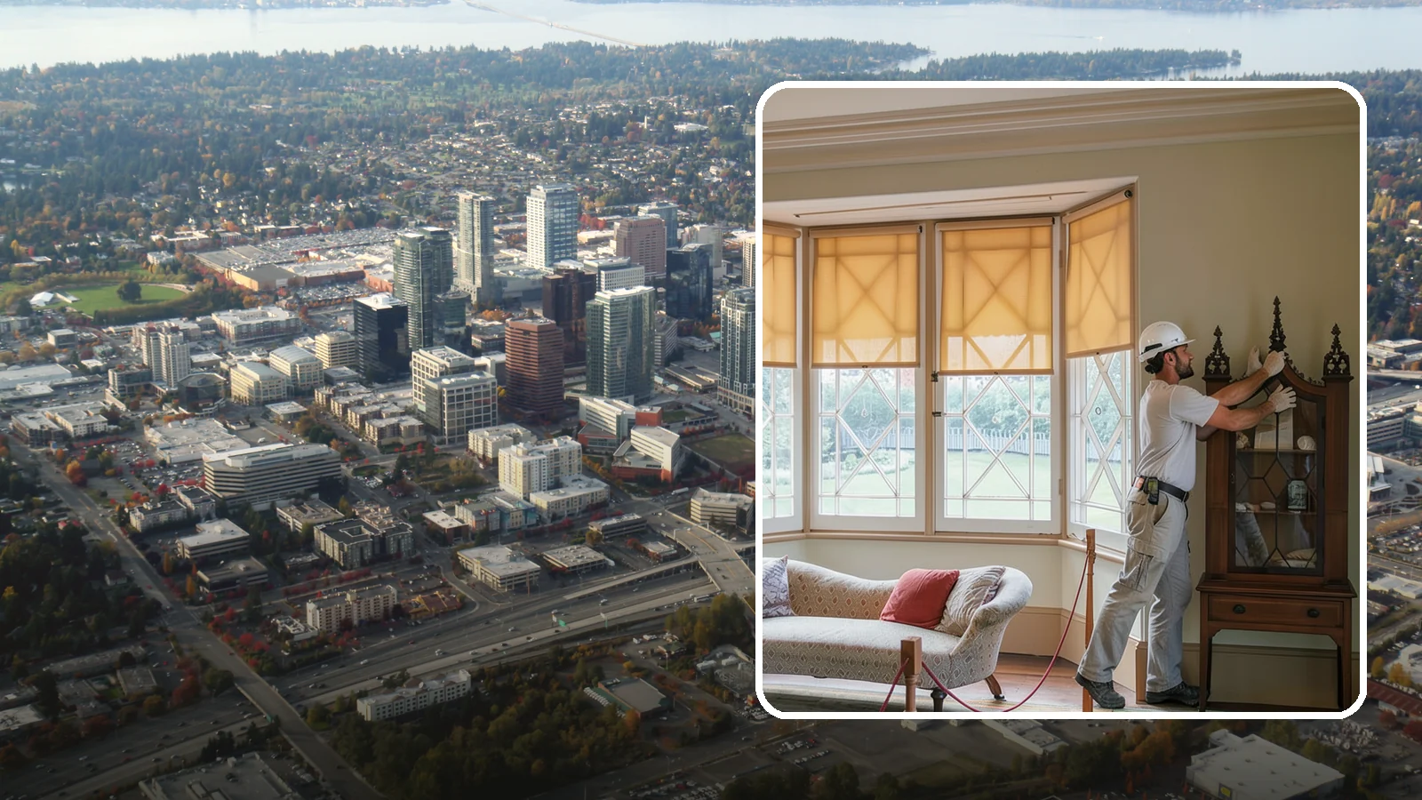 Bow Window Installation in Bellevue, King County, WA - Installing gently curved bow windows that wrap your room in daylight and elegant, panoramic views.