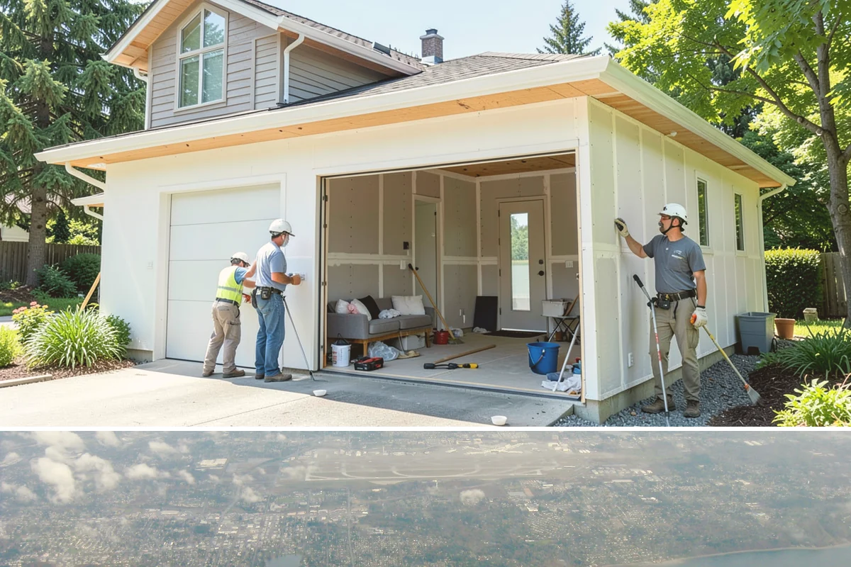 Bow Window Installation in Burien, King County, WA - We favor drier weather for bow window installs since the wall and new roof are temporarily exposed.
