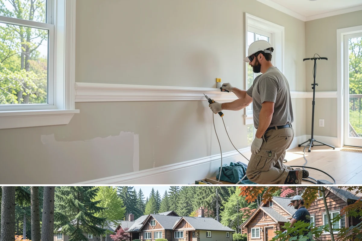 Bow Window Installation in Edgewood, Pierce County, WA - We favor drier weather for bow window installs since the wall and new roof are temporarily exposed.