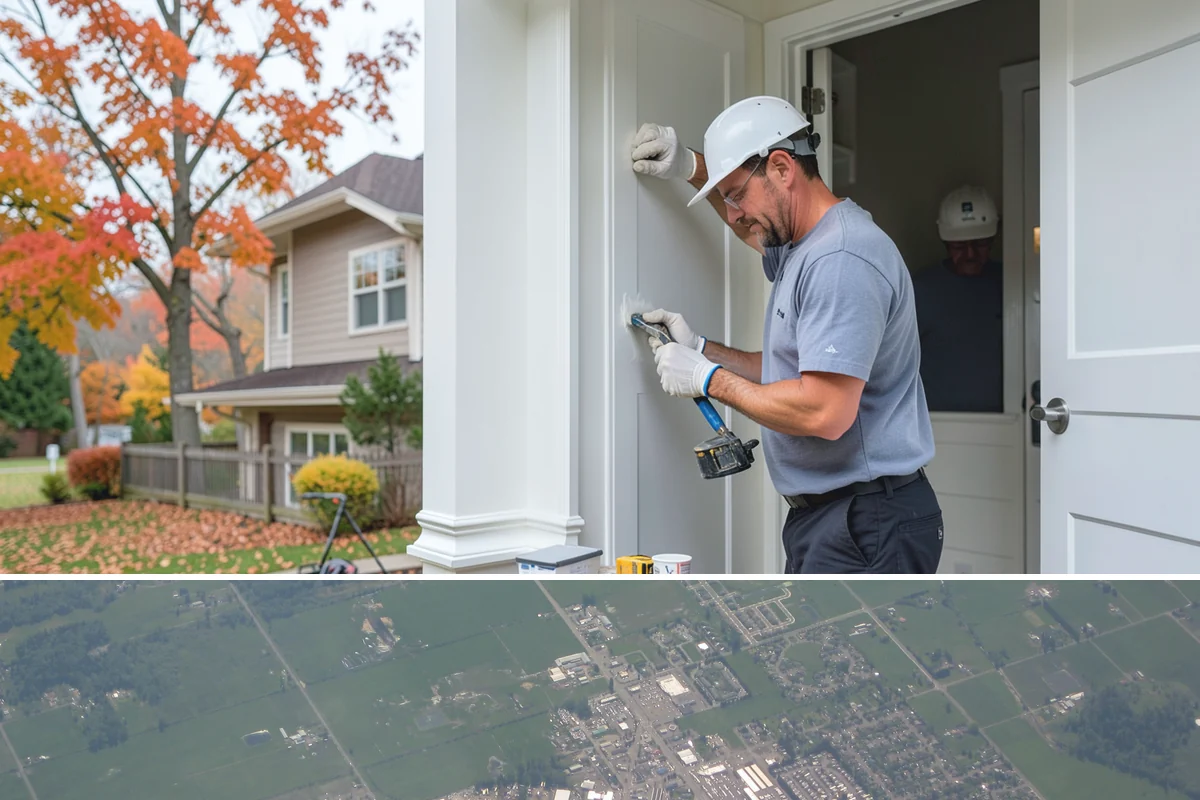 Bow Window Installation in Enumclaw, King County, WA - We favor drier weather for bow window installs since the wall and new roof are temporarily exposed.