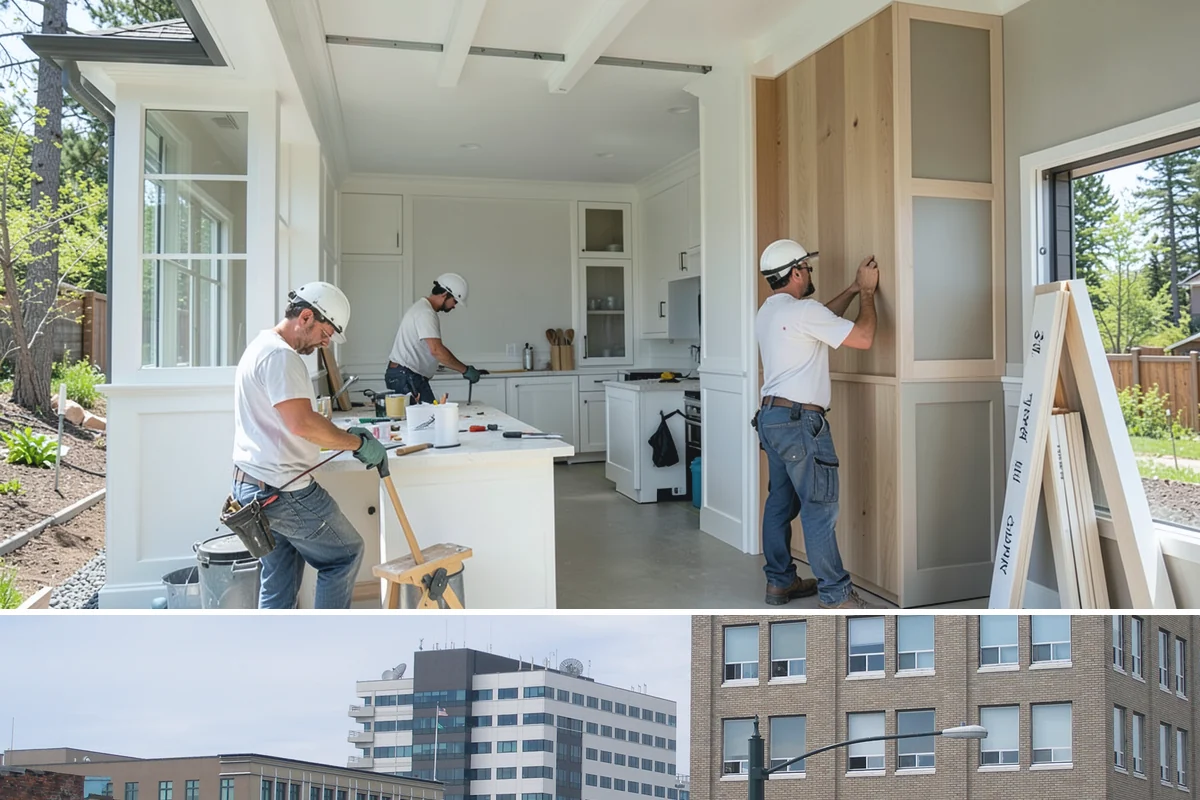 Bow Window Installation in Everett, Snohomish County, WA - We favor drier weather for bow window installs since the wall and new roof are temporarily exposed.