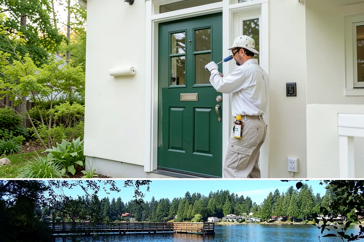 Bow Window Installation in Federal Way, King County, WA - We favor drier weather for bow window installs since the wall and new roof are temporarily exposed.