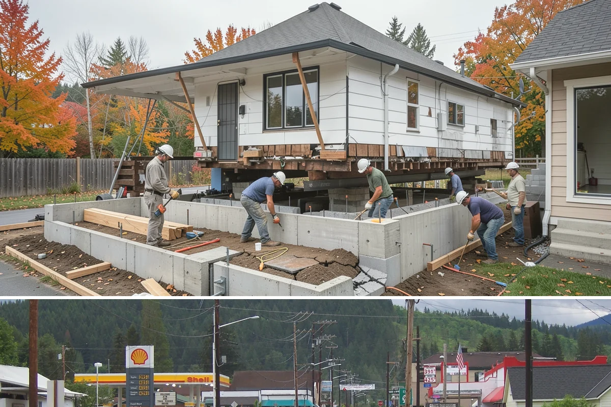 Bow Window Installation in Granite Falls, Snohomish County, WA - We favor drier weather for bow window installs since the wall and new roof are temporarily exposed.