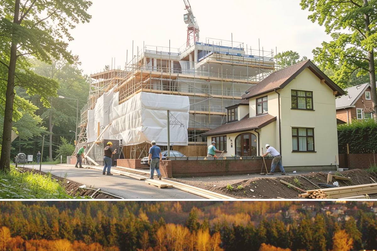 Bow Window Installation in Kenmore, King County, WA - We favor drier weather for bow window installs since the wall and new roof are temporarily exposed.