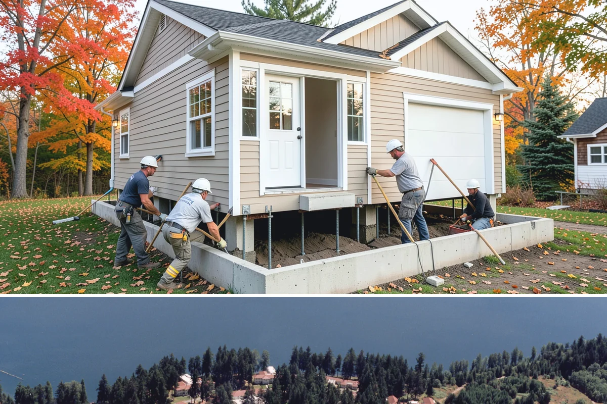 Bow Window Installation in Lakewood, Pierce County, WA - We favor drier weather for bow window installs since the wall and new roof are temporarily exposed.