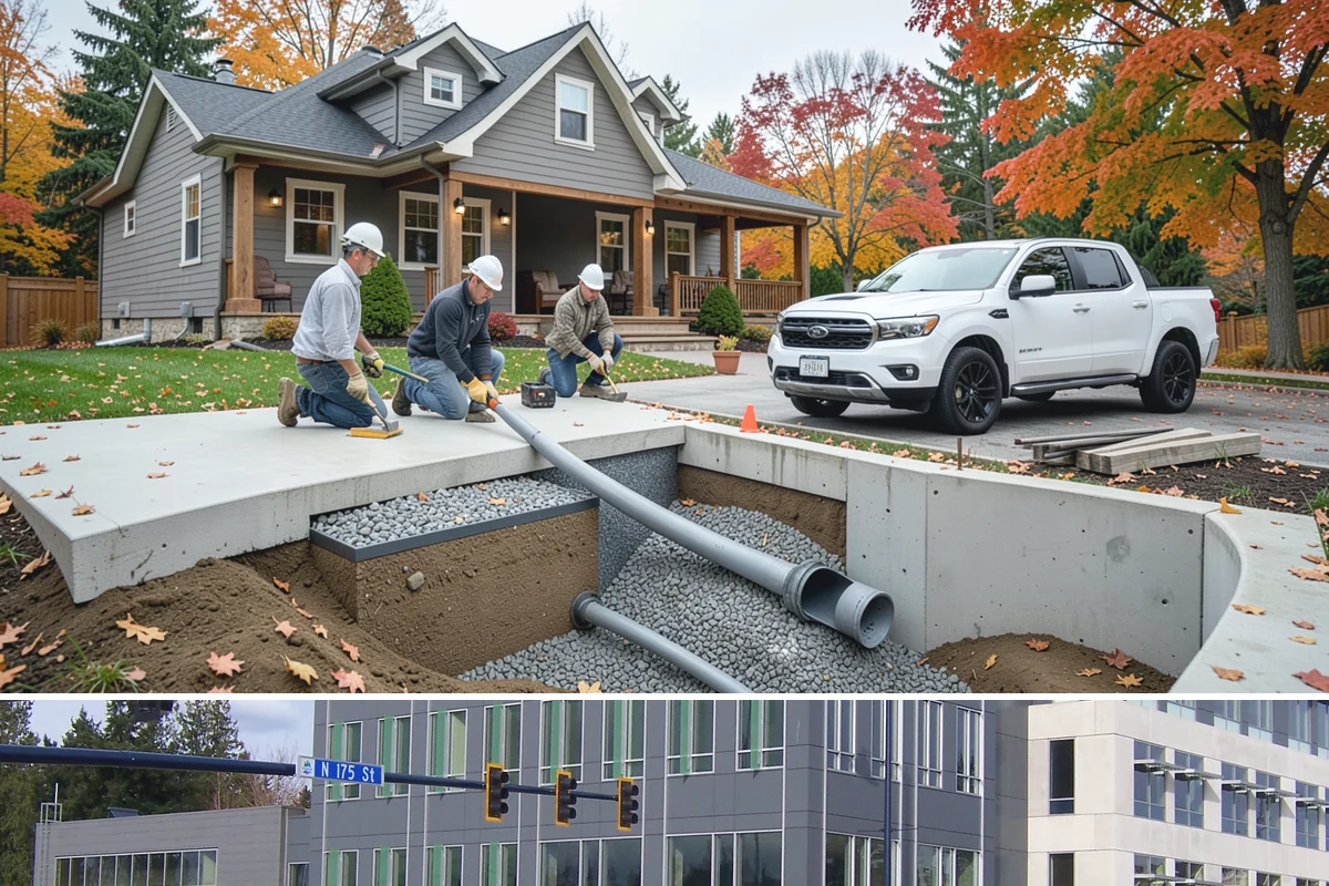 Bow Window Installation in Shoreline, King County, WA - We favor drier weather for bow window installs since the wall and new roof are temporarily exposed.