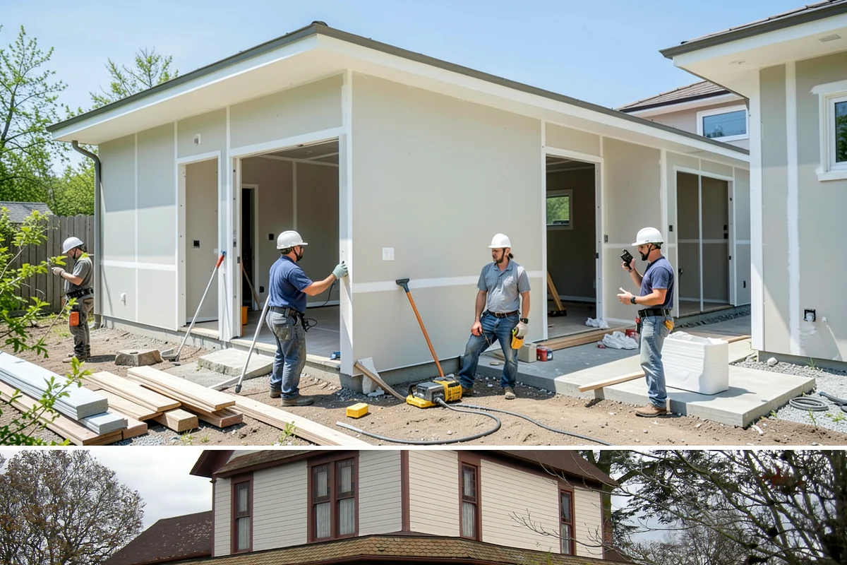 Bow Window Installation in Sumner, Pierce County, WA - We favor drier weather for bow window installs since the wall and new roof are temporarily exposed.