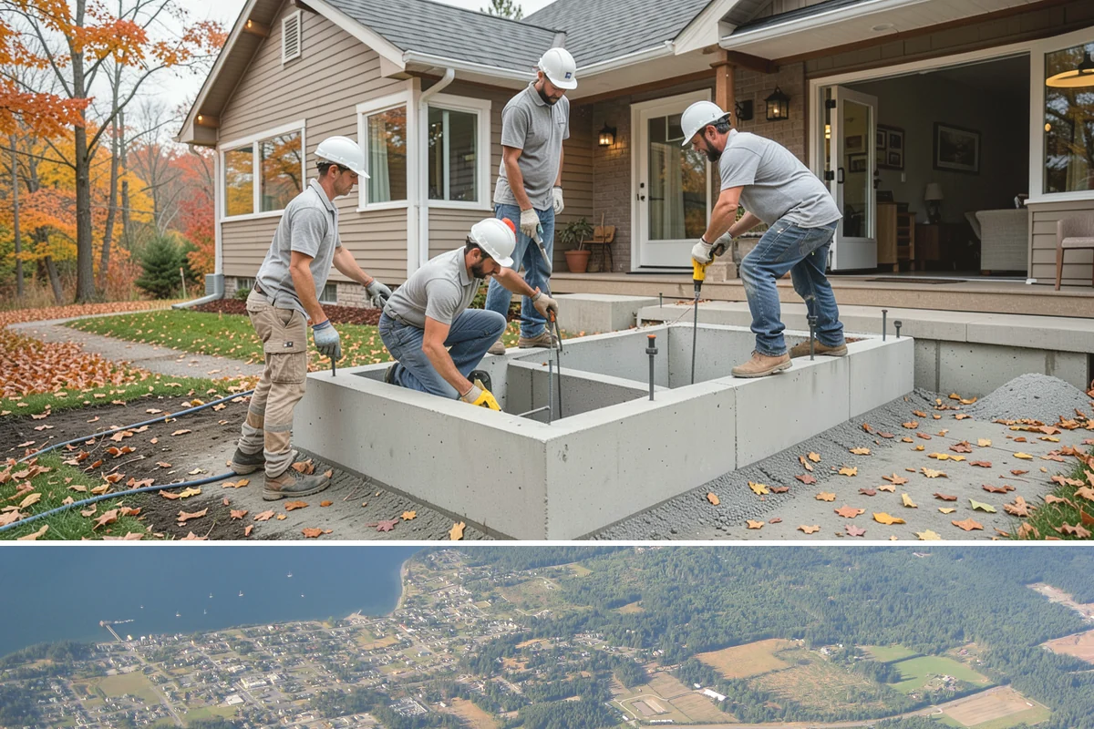 Bowing Wall Repair in Coupeville, Island County, WA - Bowing wall repair is best addressed before winter, when saturated soils increase the pressure driving the movement.