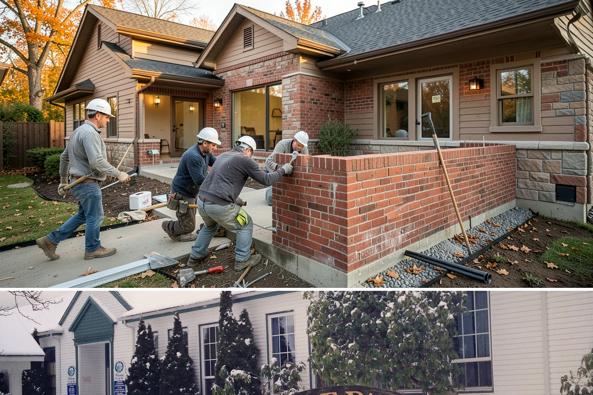 Bowing Wall Repair in Pacific, King County, WA - Bowing wall repair is best addressed before winter, when saturated soils increase the pressure driving the movement.
