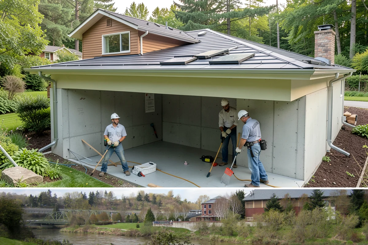 Bowing Wall Repair in Tukwila, King County, WA - Bowing wall repair is best addressed before winter, when saturated soils increase the pressure driving the movement.
