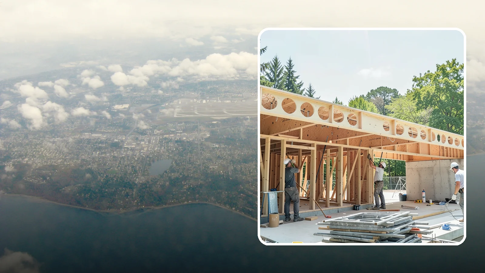 Box Beam Installation in Burien, King County, WA - Custom box beam installation that adds the look of structural timber ceilings without heavy solid-wood weight.