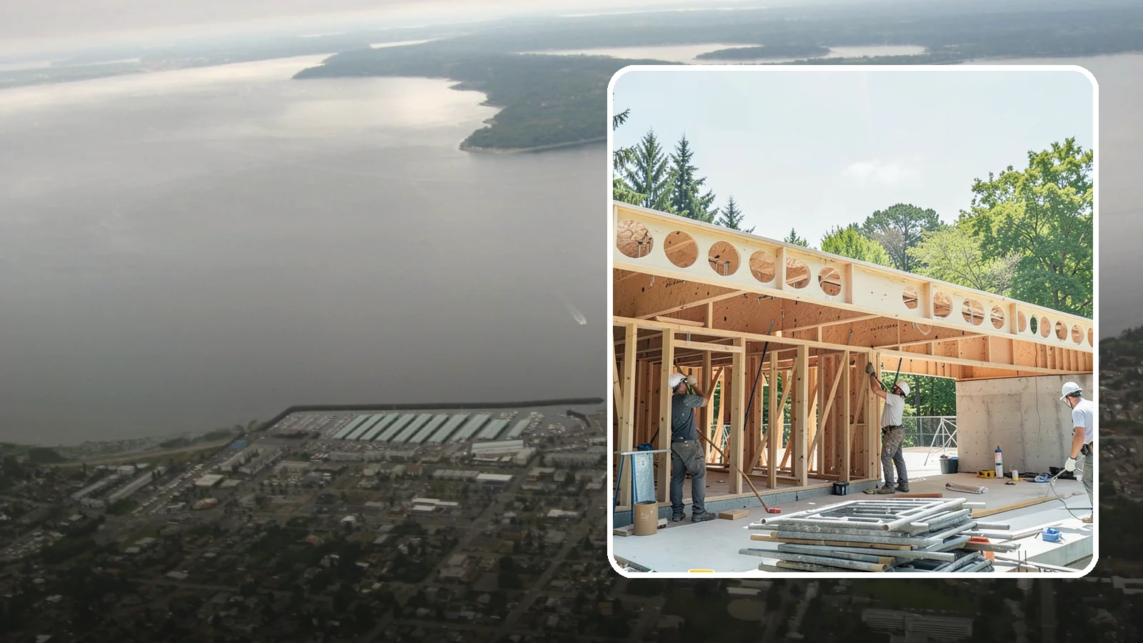 Box Beam Installation in Des Moines, King County, WA - Custom box beam installation that adds the look of structural timber ceilings without heavy solid-wood weight.