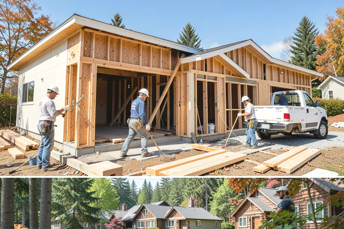 Box Beam Installation in Edgewood, Pierce County, WA - Box beams are fabricated and installed indoors year-round, a productive winter project in the rainy PNW.