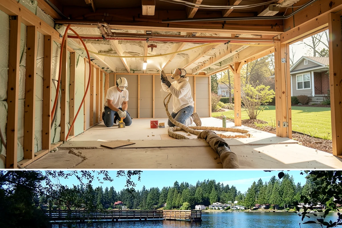 Box Beam Installation in Federal Way, King County, WA - Box beams are fabricated and installed indoors year-round, a productive winter project in the rainy PNW.