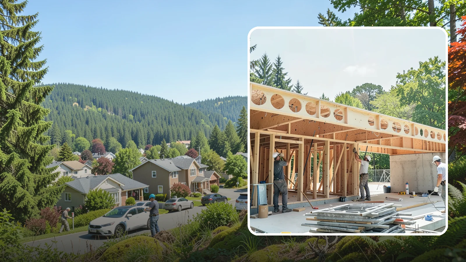 Box Beam Installation in Index, Snohomish County, WA - Custom box beam installation that adds the look of structural timber ceilings without heavy solid-wood weight.