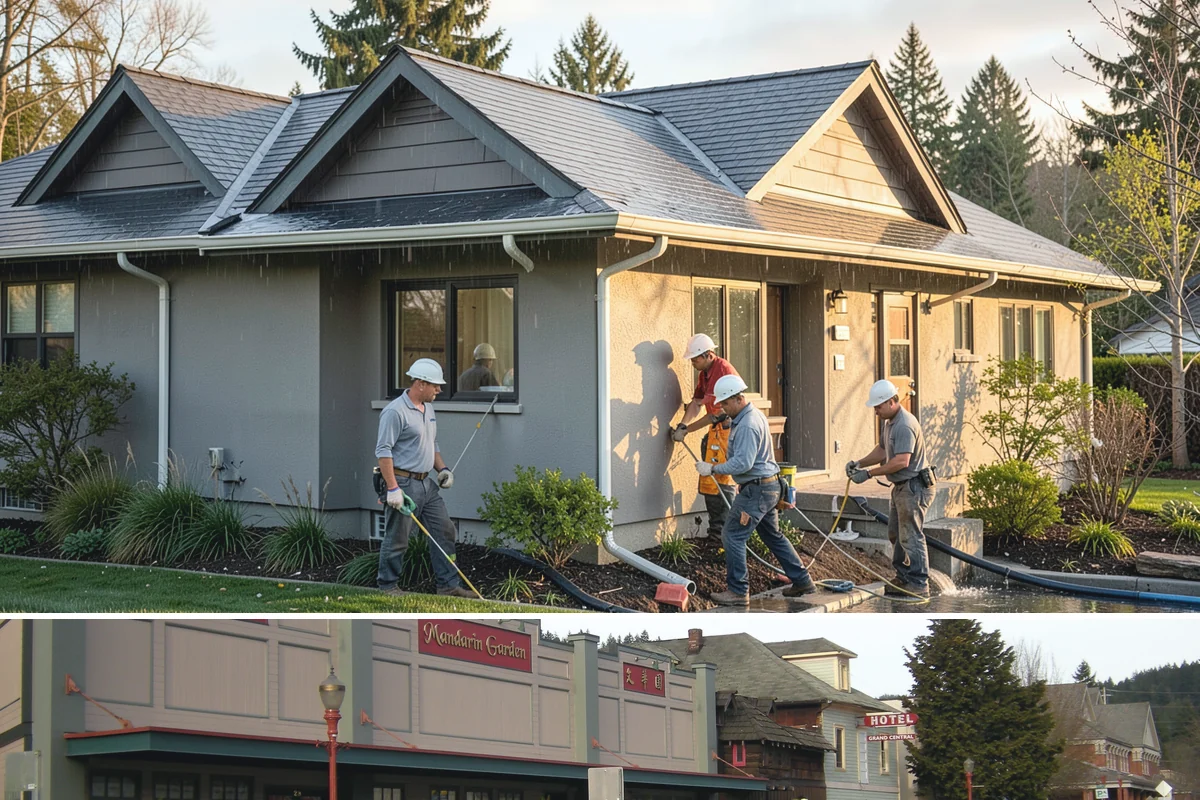 Box Beam Installation in Issaquah, King County, WA - Box beams are fabricated and installed indoors year-round, a productive winter project in the rainy PNW.