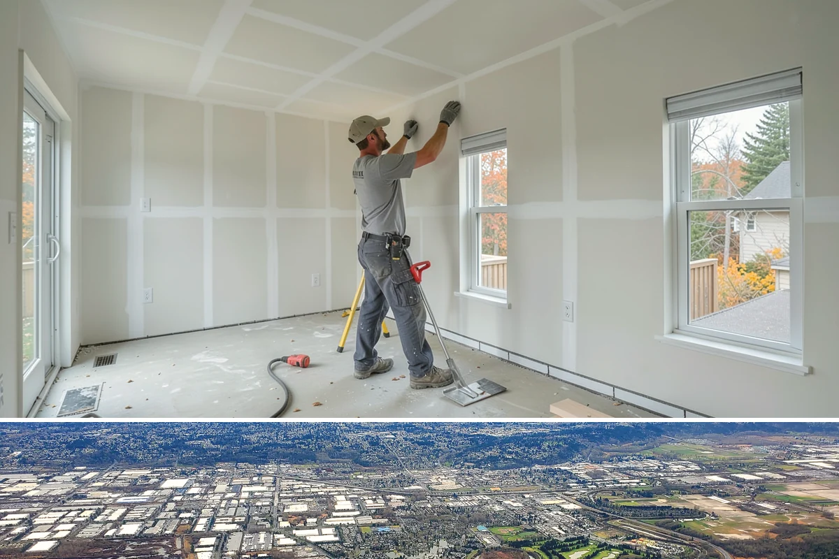 Box Beam Installation in Kent, King County, WA - Box beams are fabricated and installed indoors year-round, a productive winter project in the rainy PNW.