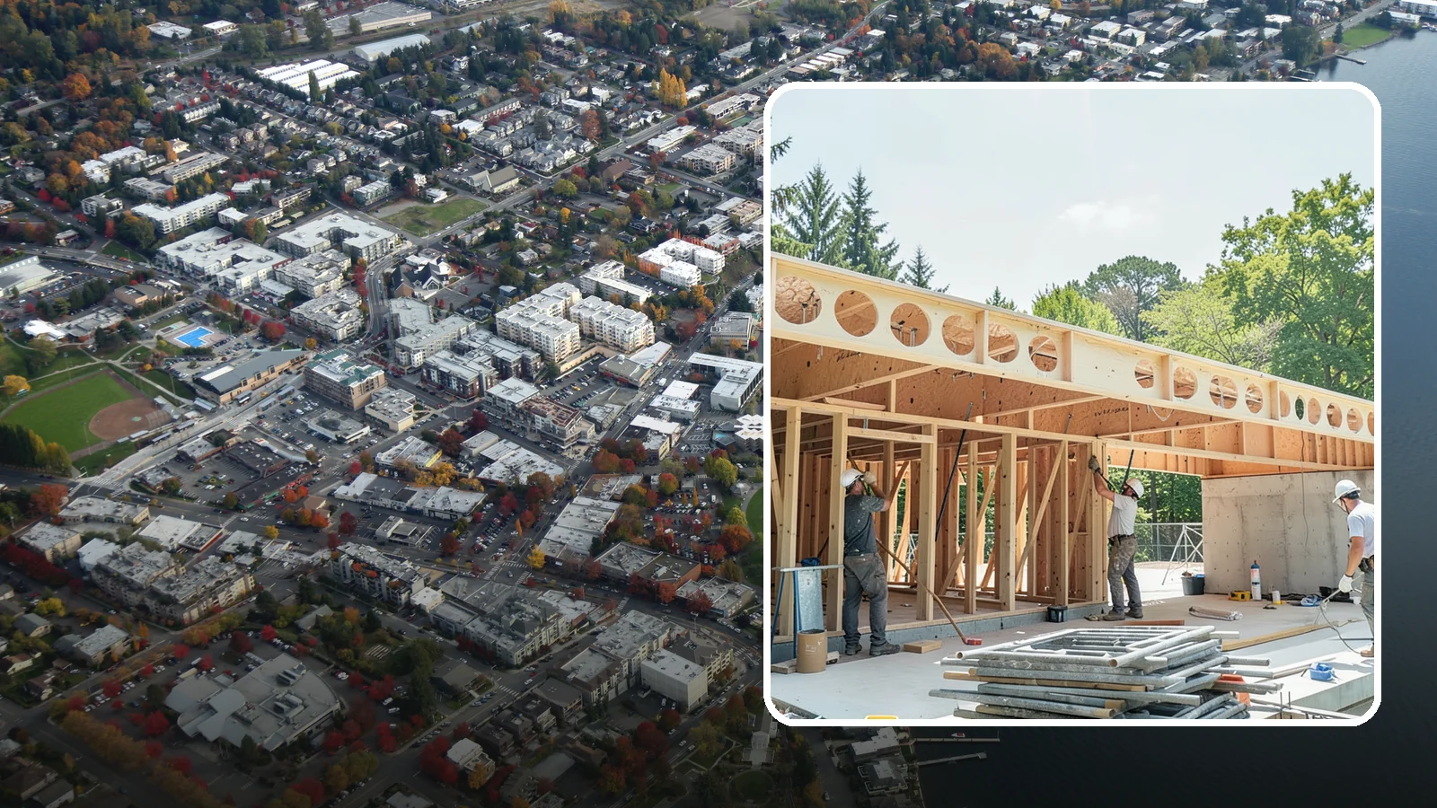 Box Beam Installation in Kirkland, King County, WA - Custom box beam installation that adds the look of structural timber ceilings without heavy solid-wood weight.