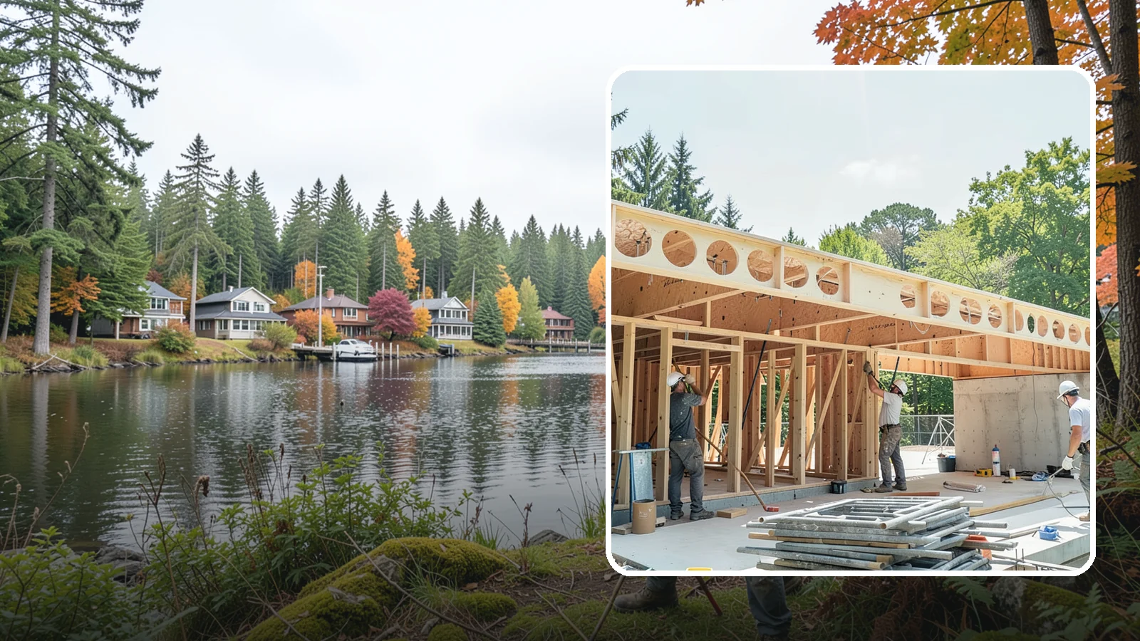 Box Beam Installation in La Conner, Skagit County, WA - Custom box beam installation that adds the look of structural timber ceilings without heavy solid-wood weight.