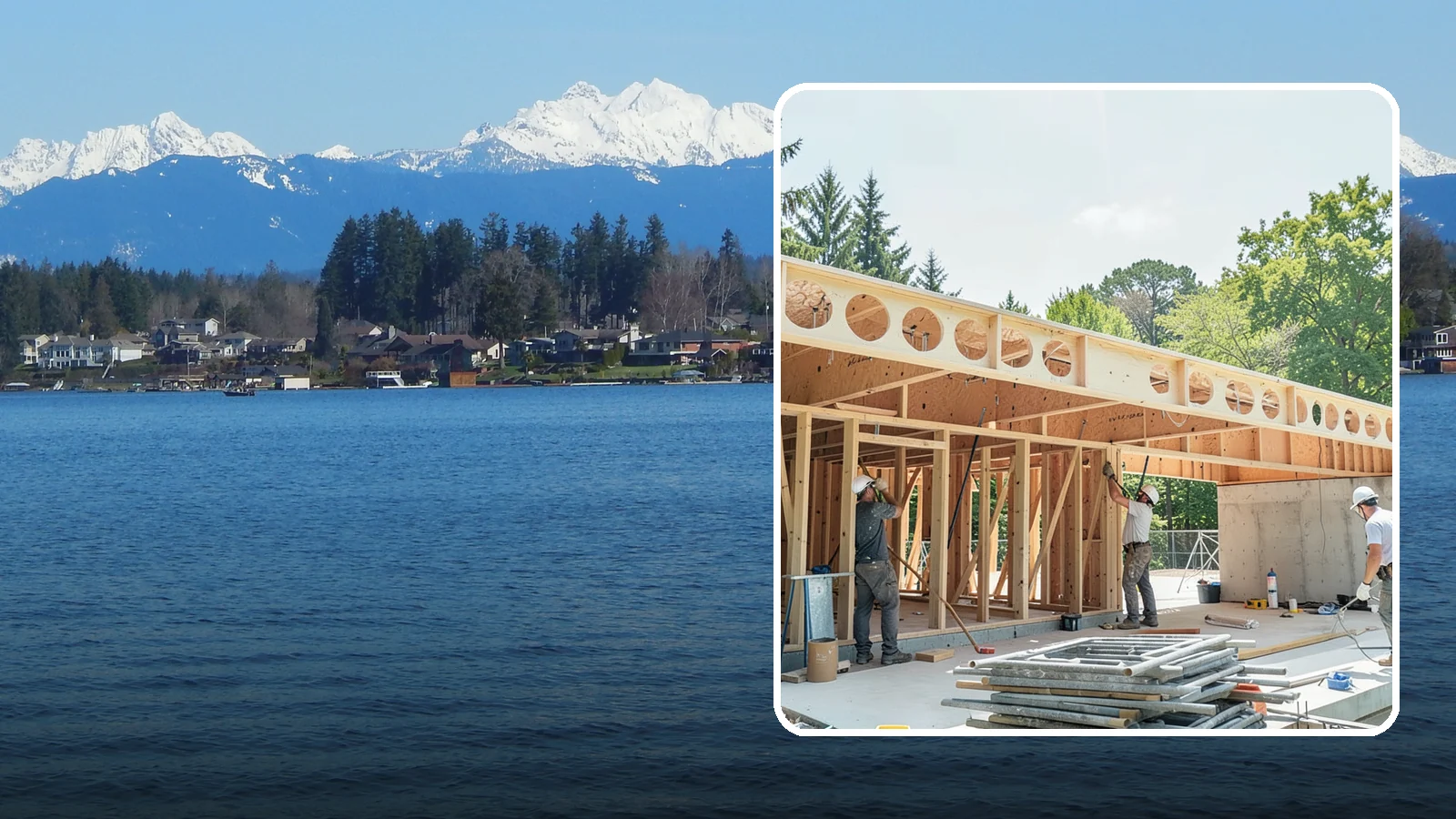 Box Beam Installation in Lake Stevens, Snohomish County, WA - Custom box beam installation that adds the look of structural timber ceilings without heavy solid-wood weight.