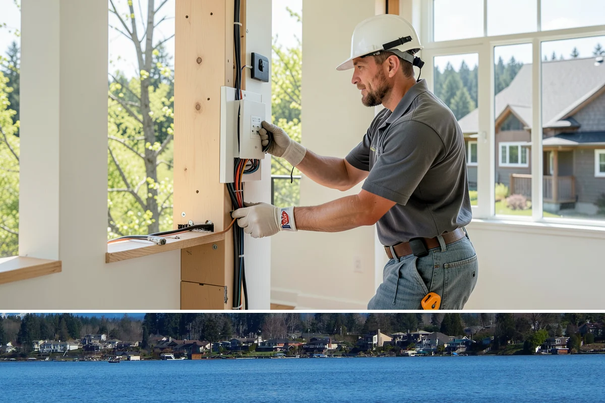 Box Beam Installation in Lake Stevens, Snohomish County, WA - Box beams are fabricated and installed indoors year-round, a productive winter project in the rainy PNW.