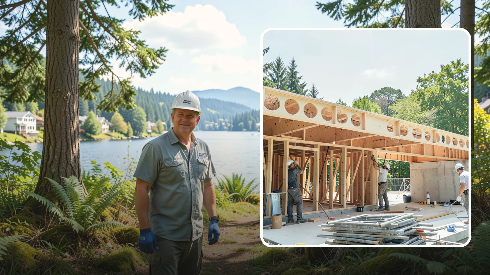 Box Beam Installation in Milton, King County, WA - Custom box beam installation that adds the look of structural timber ceilings without heavy solid-wood weight.