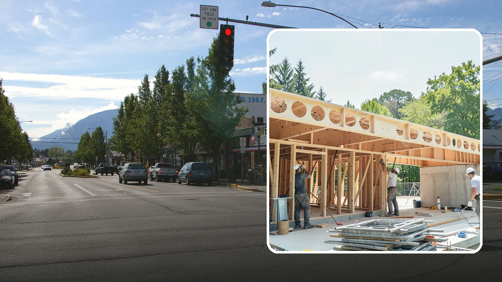 Box Beam Installation in North Bend, King County, WA - Custom box beam installation that adds the look of structural timber ceilings without heavy solid-wood weight.