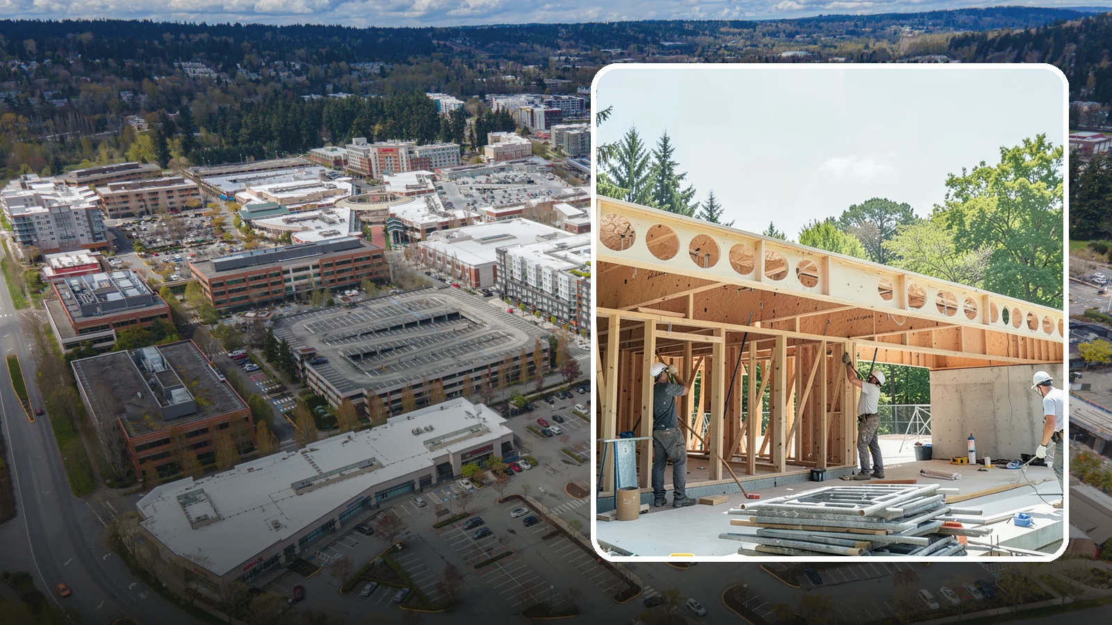 Box Beam Installation in Redmond, King County, WA - Custom box beam installation that adds the look of structural timber ceilings without heavy solid-wood weight.