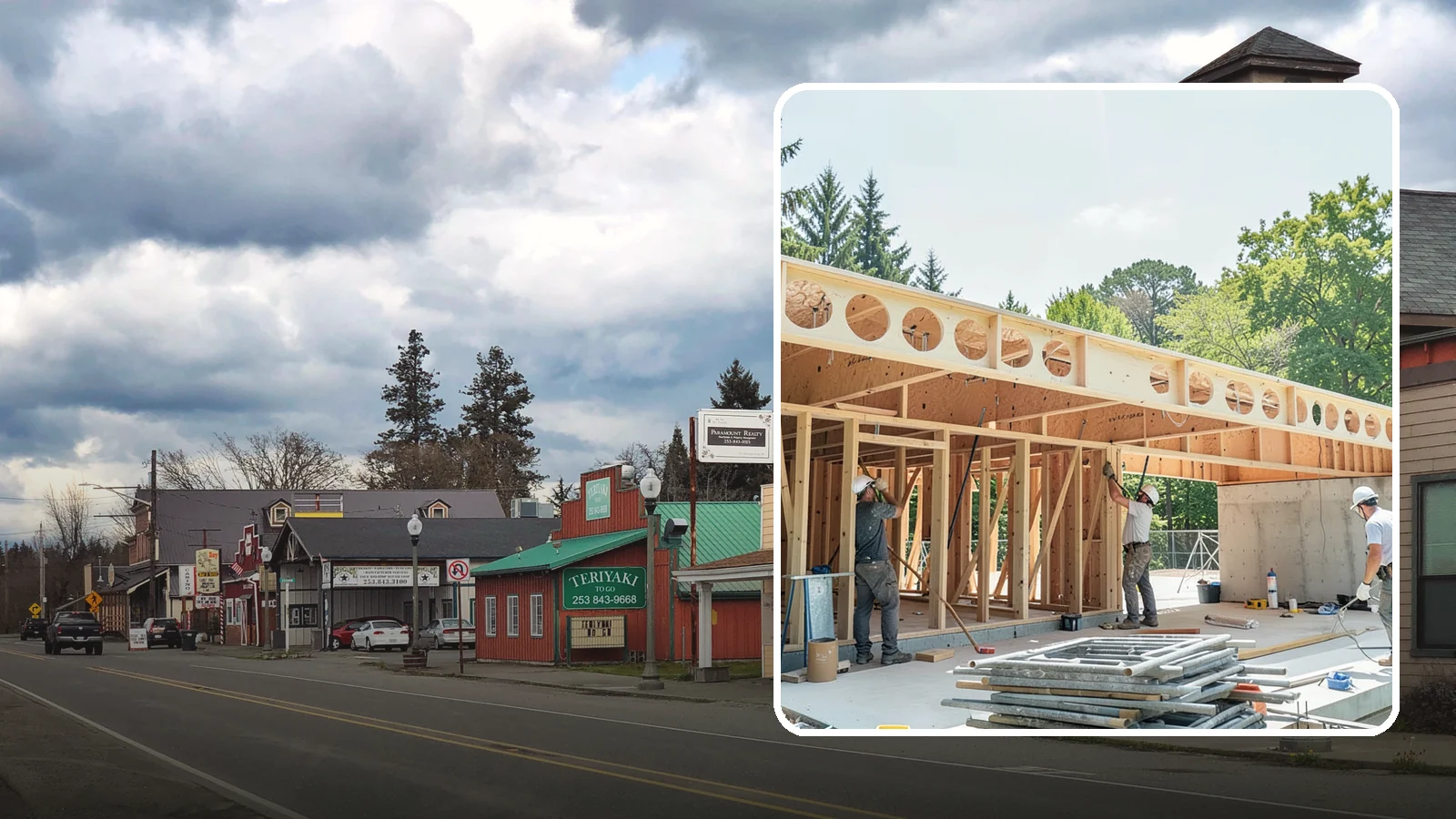 Box Beam Installation in Roy, Pierce County, WA - Custom box beam installation that adds the look of structural timber ceilings without heavy solid-wood weight.