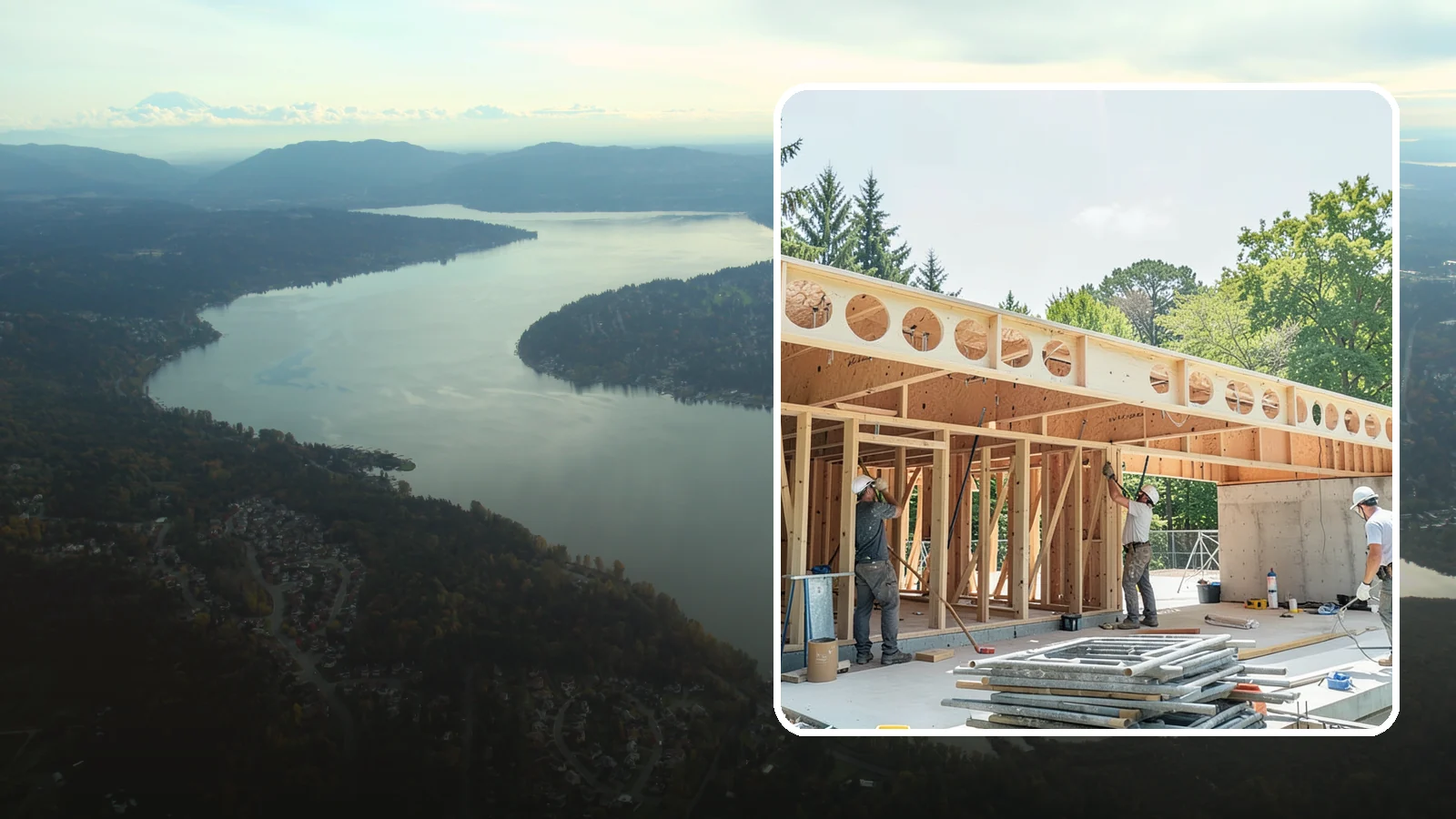 Box Beam Installation in Sammamish, King County, WA - Custom box beam installation that adds the look of structural timber ceilings without heavy solid-wood weight.