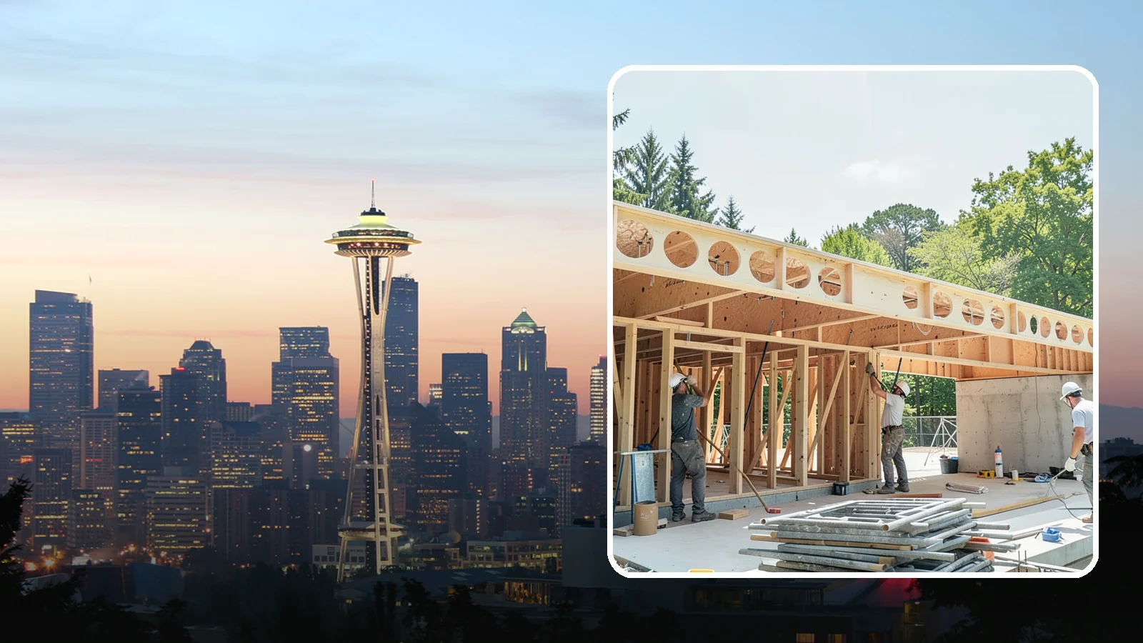 Box Beam Installation in Seattle, King County, WA - Custom box beam installation that adds the look of structural timber ceilings without heavy solid-wood weight.
