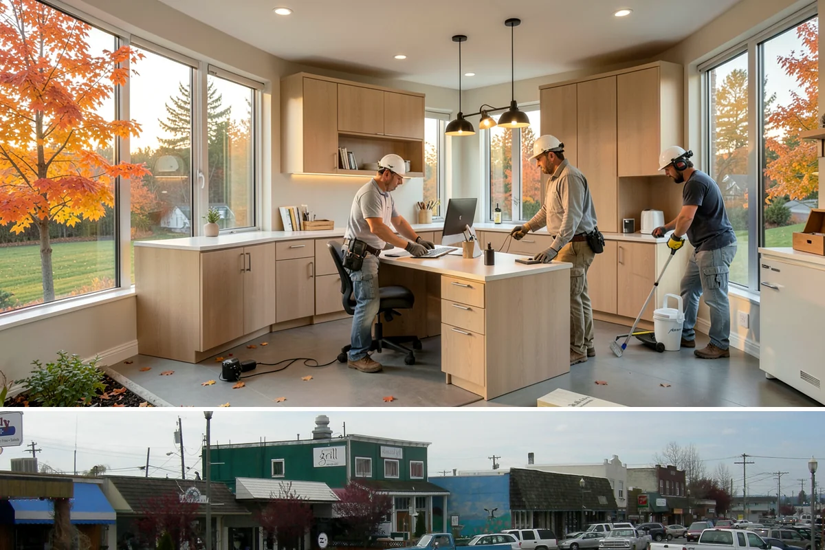Box Beam Installation in Stanwood, Snohomish County, WA - Box beams are fabricated and installed indoors year-round, a productive winter project in the rainy PNW.