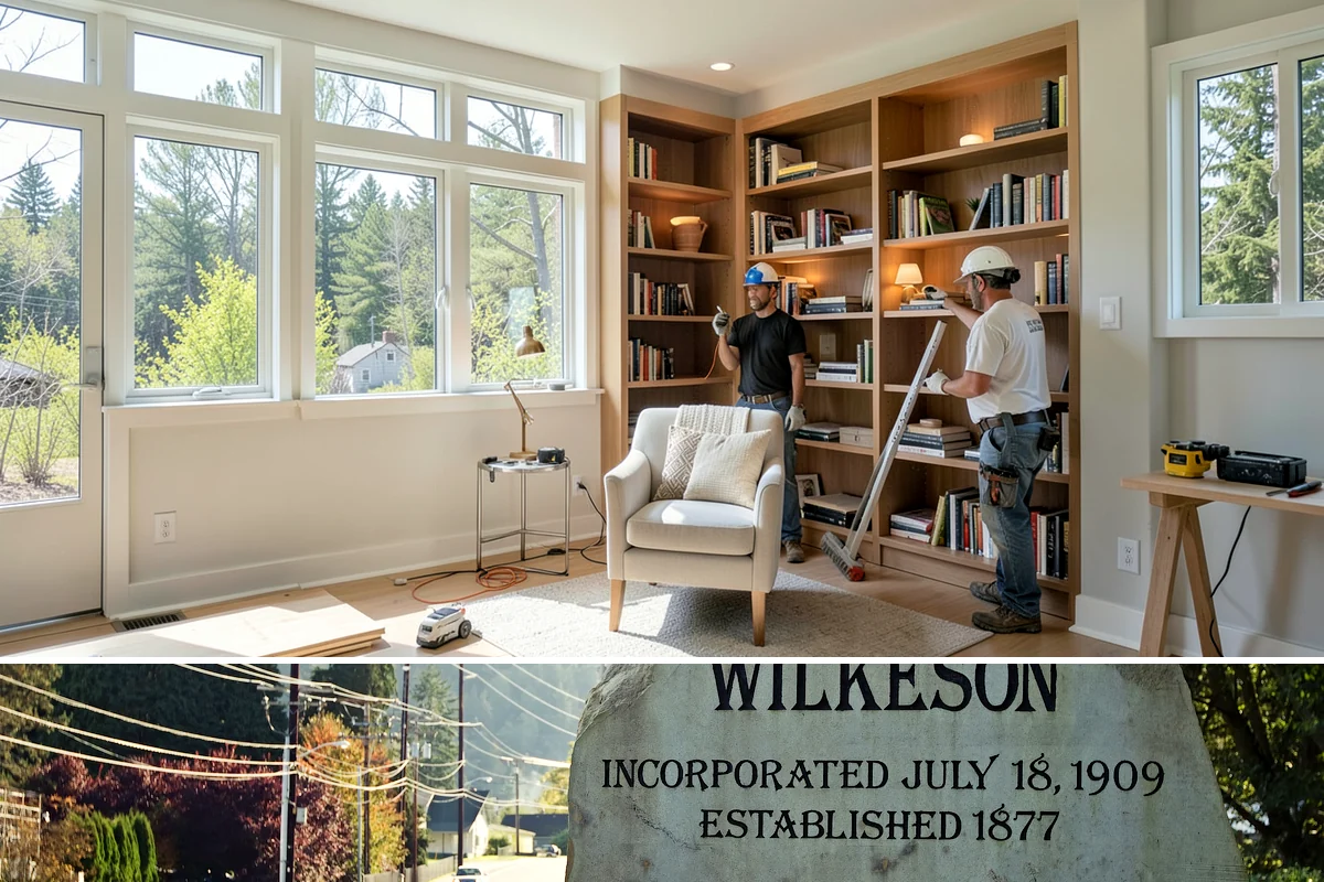 Box Beam Installation in Wilkeson, Pierce County, WA - Box beams are fabricated and installed indoors year-round, a productive winter project in the rainy PNW.