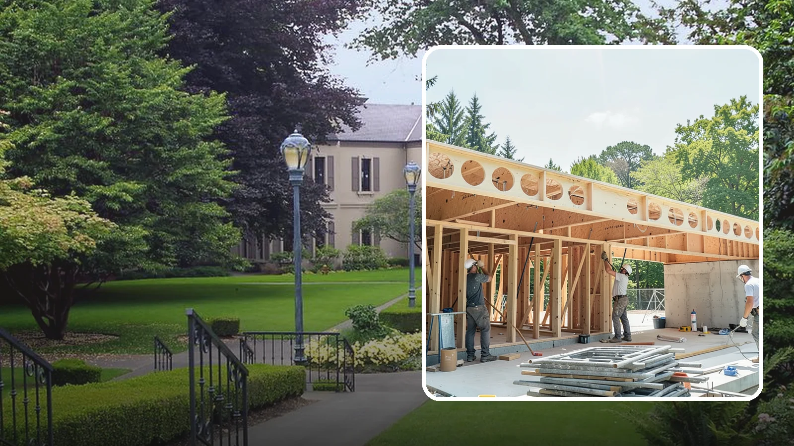 Box Beam Installation in Woodinville, King County, WA - Custom box beam installation that adds the look of structural timber ceilings without heavy solid-wood weight.