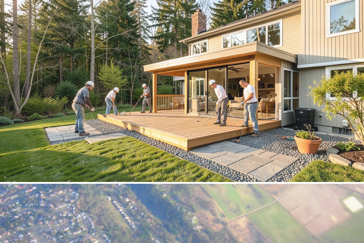 Breezeway Construction in Algona, King County, WA - We build and roof the breezeway in summer so it is watertight before the wet season sets in.