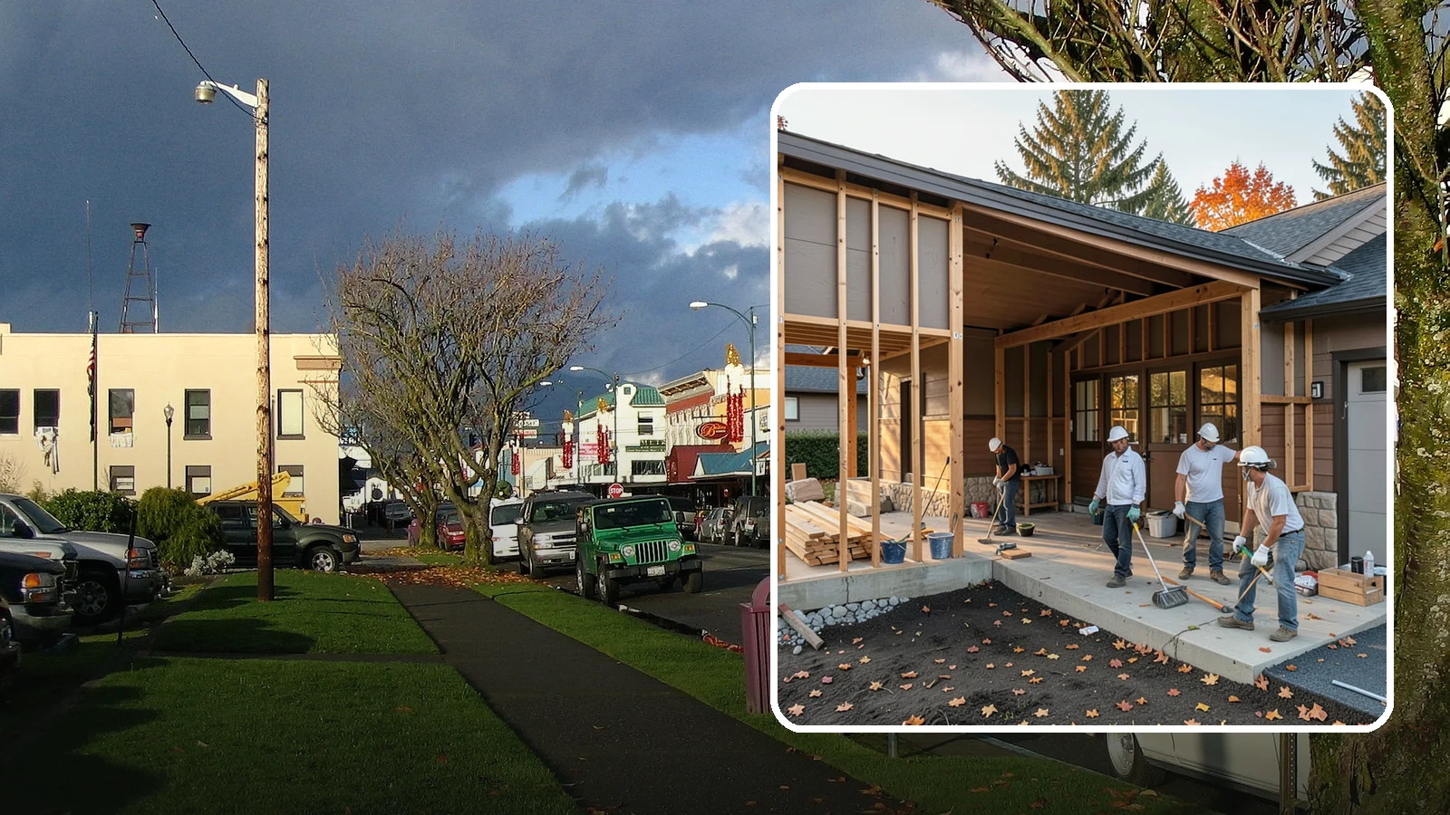 Breezeway Construction in Arlington, Snohomish County, WA - A breezeway builds a covered connection between your home and a garage or outbuilding so you stay dry moving between them.