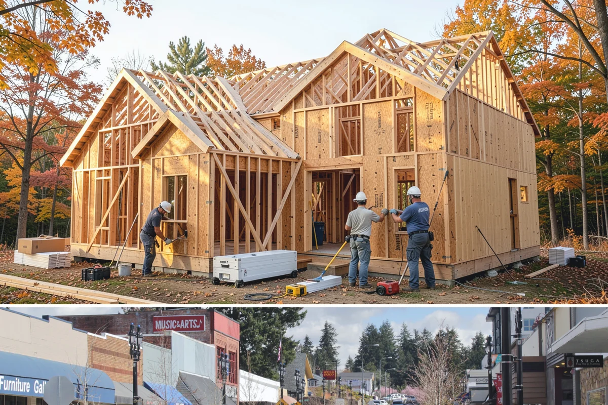 Breezeway Construction in Bothell, King County, WA - We build and roof the breezeway in summer so it is watertight before the wet season sets in.