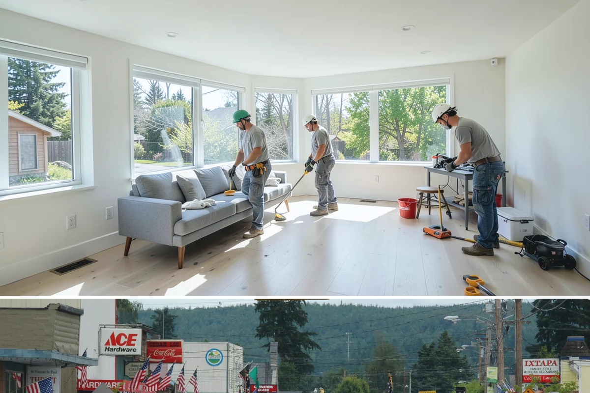 Breezeway Construction in Carnation, King County, WA - We build and roof the breezeway in summer so it is watertight before the wet season sets in.