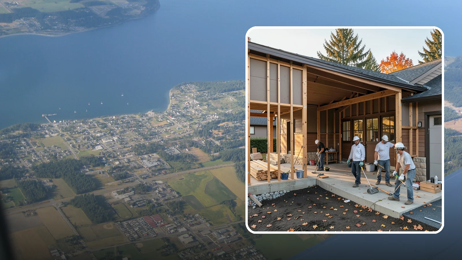 Breezeway Construction in Coupeville, Island County, WA - A breezeway builds a covered connection between your home and a garage or outbuilding so you stay dry moving between them.