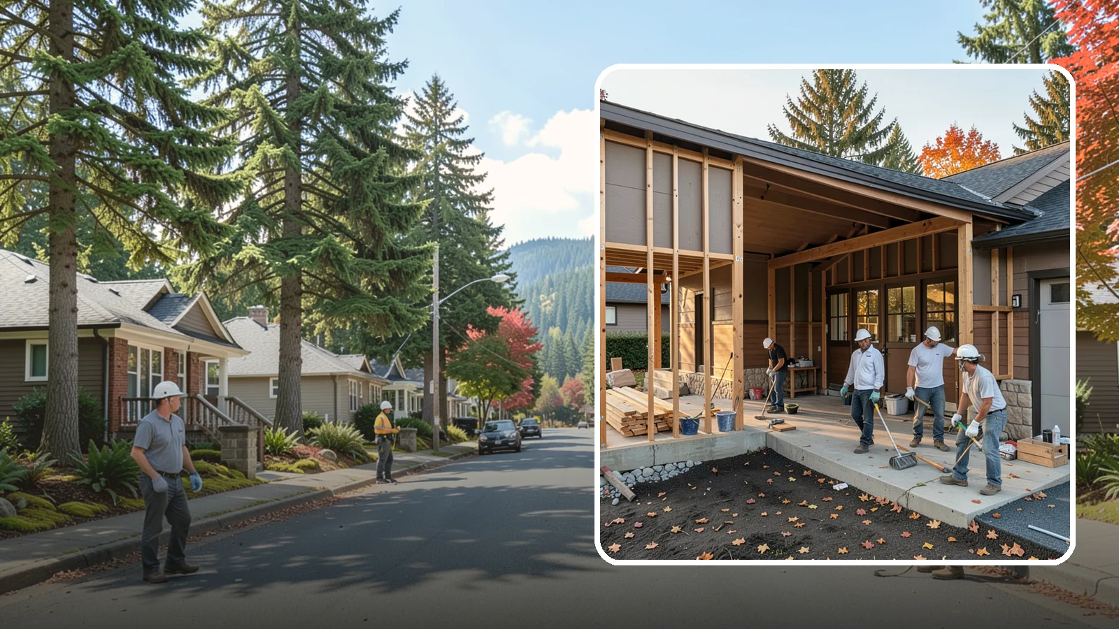 Breezeway Construction in Hunts Point, King County, WA - A breezeway builds a covered connection between your home and a garage or outbuilding so you stay dry moving between them.