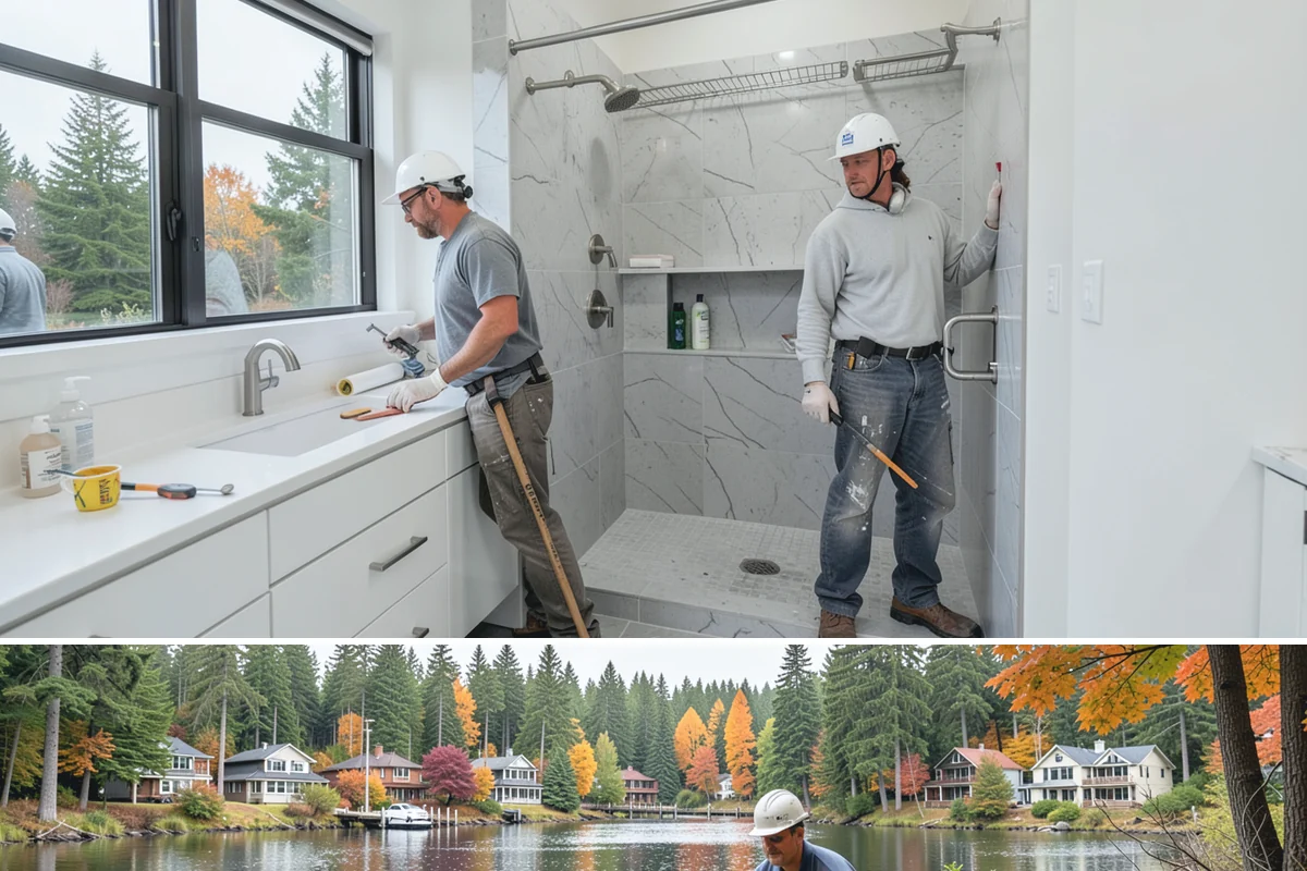 Breezeway Construction in La Conner, Skagit County, WA - We build and roof the breezeway in summer so it is watertight before the wet season sets in.
