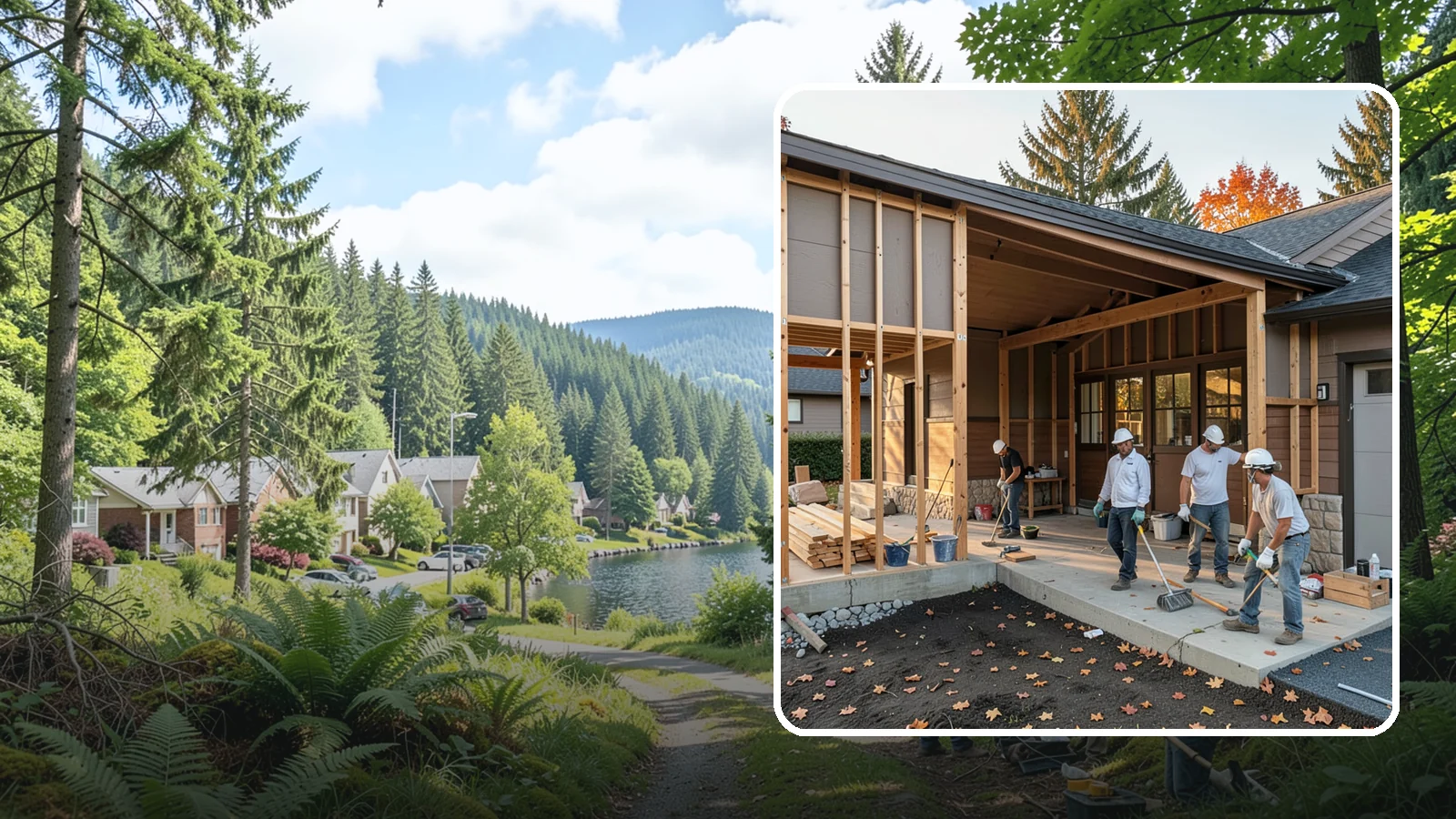 Breezeway Construction in Lake Forest Park, King County, WA - A breezeway builds a covered connection between your home and a garage or outbuilding so you stay dry moving between them.