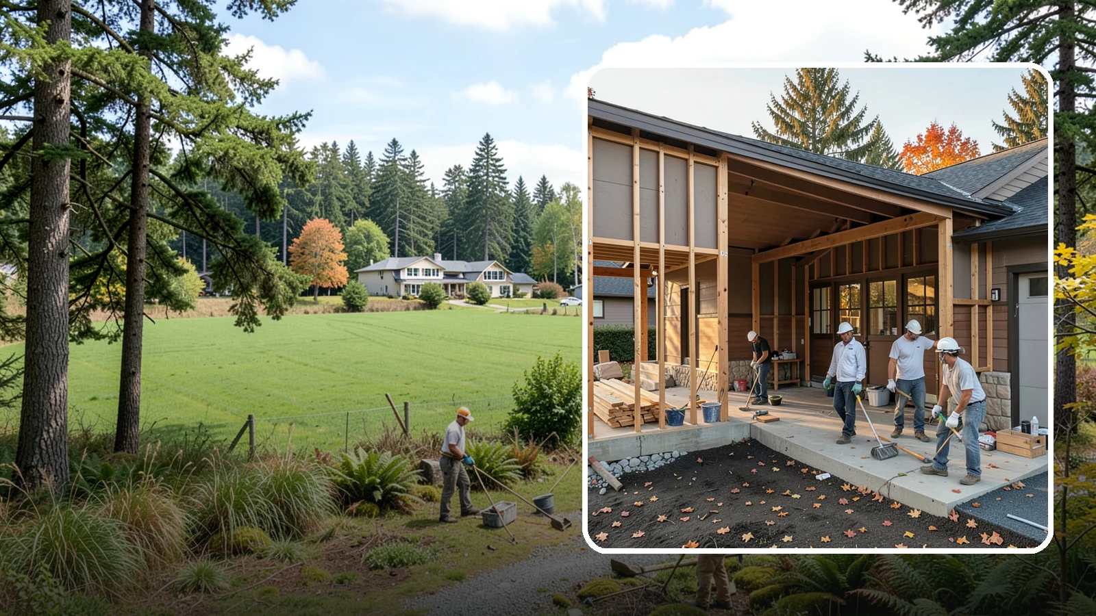 Breezeway Construction in Lyman, Skagit County, WA - A breezeway builds a covered connection between your home and a garage or outbuilding so you stay dry moving between them.