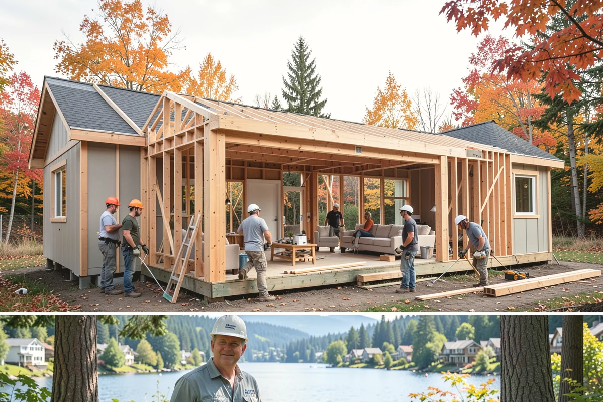 Breezeway Construction in Milton, King County, WA - We build and roof the breezeway in summer so it is watertight before the wet season sets in.