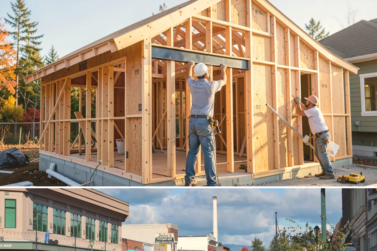 Breezeway Construction in Monroe, Snohomish County, WA - We build and roof the breezeway in summer so it is watertight before the wet season sets in.