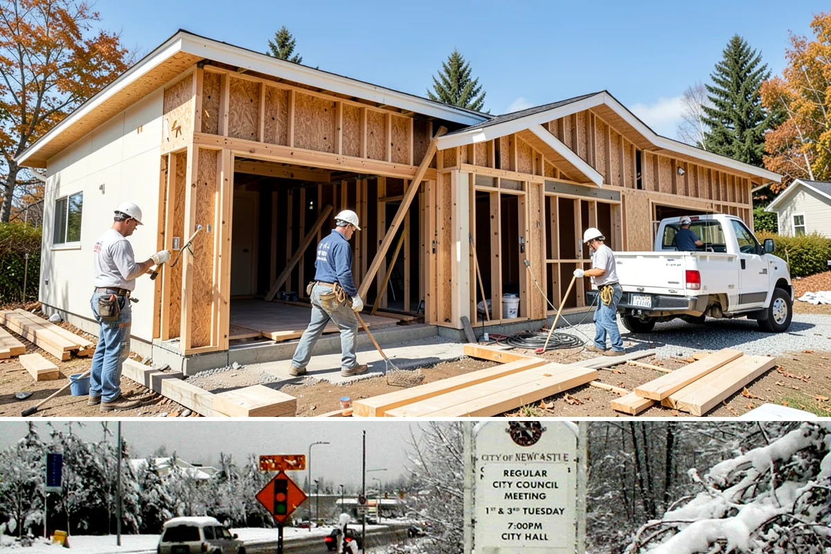Breezeway Construction in Newcastle, King County, WA - We build and roof the breezeway in summer so it is watertight before the wet season sets in.