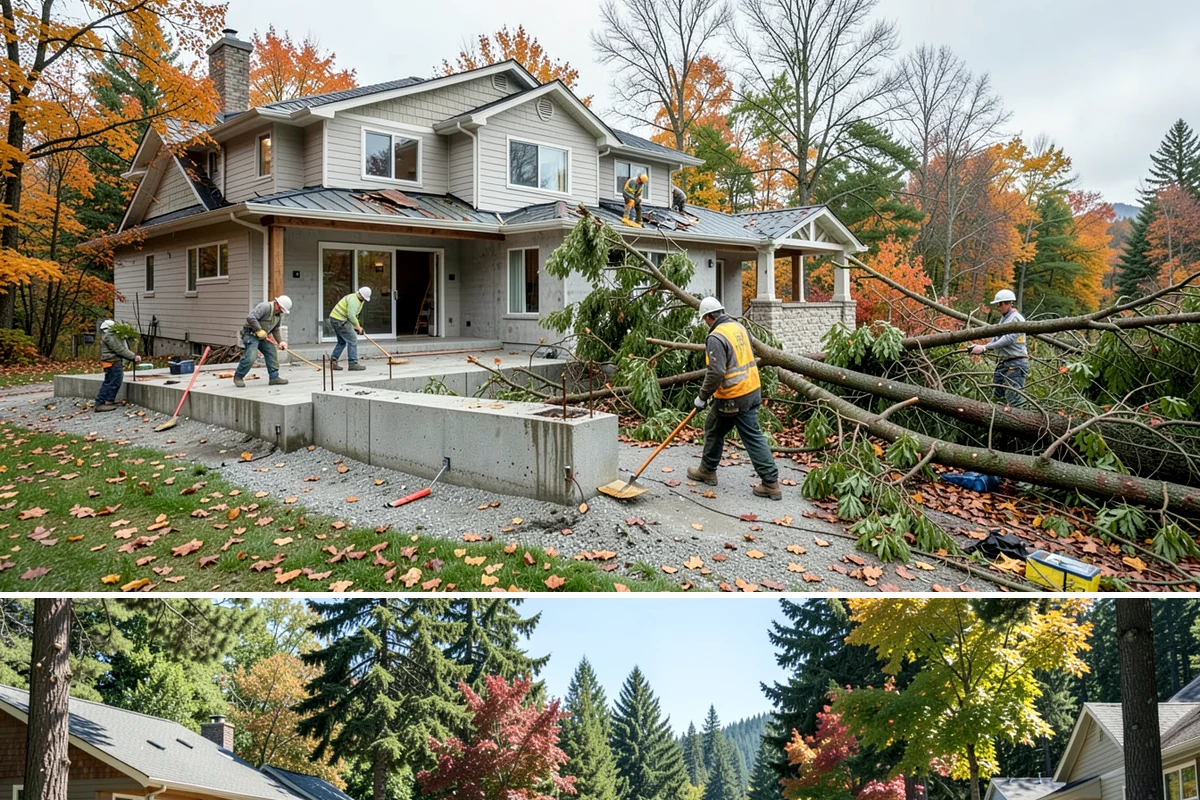 Breezeway Construction in Orting, Pierce County, WA - We build and roof the breezeway in summer so it is watertight before the wet season sets in.