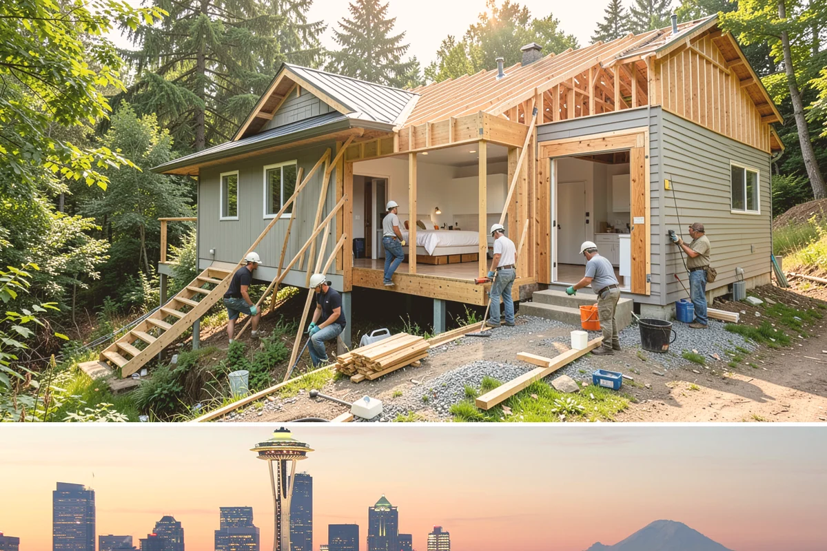 Breezeway Construction in Seattle, King County, WA - We build and roof the breezeway in summer so it is watertight before the wet season sets in.