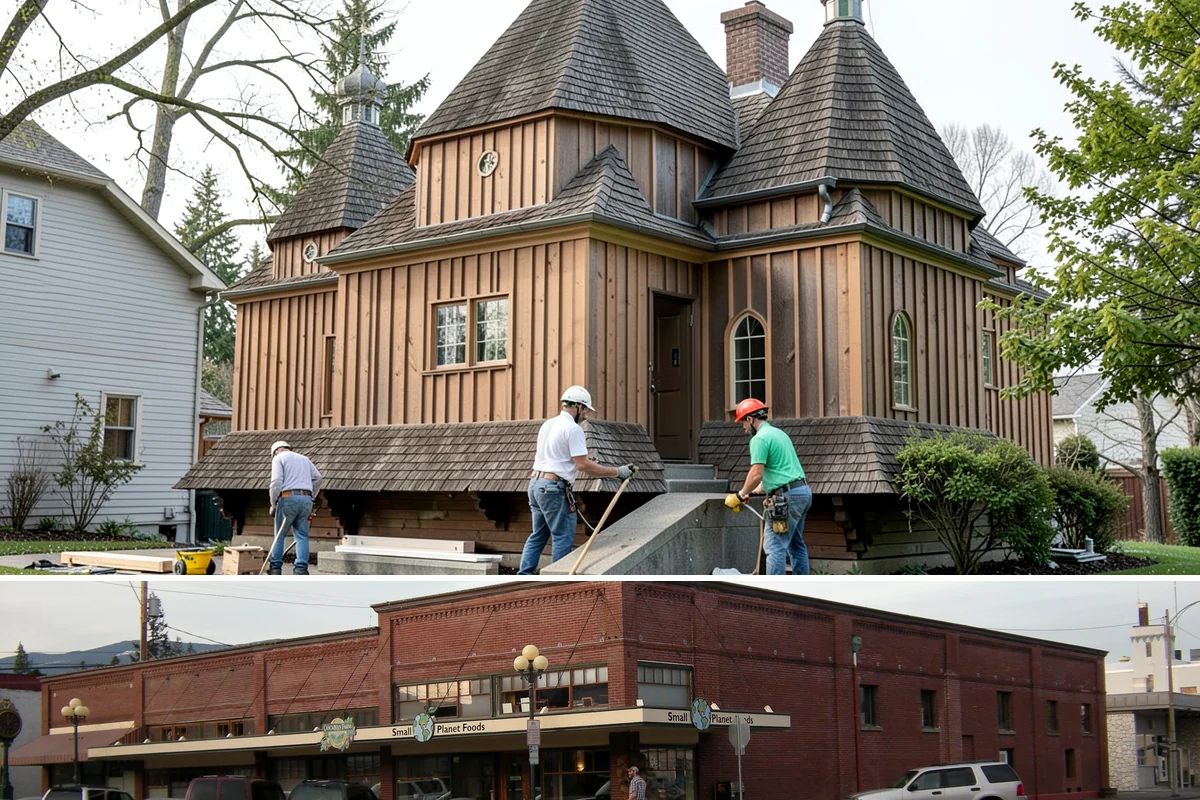Breezeway Construction in Sedro-Woolley, Skagit County, WA - We build and roof the breezeway in summer so it is watertight before the wet season sets in.