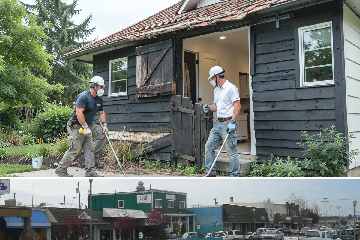 Breezeway Construction in Stanwood, Snohomish County, WA - We build and roof the breezeway in summer so it is watertight before the wet season sets in.